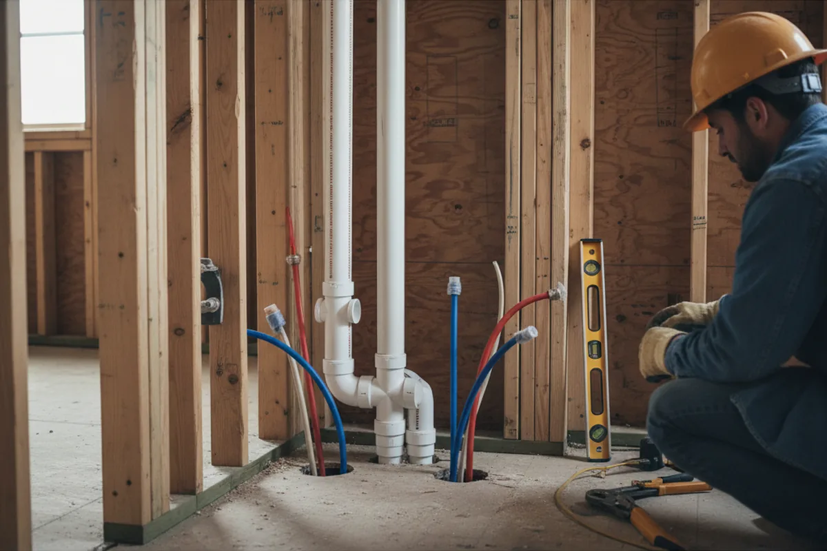 Drain and supply rough-in during Drain Cleaning in Litchfield